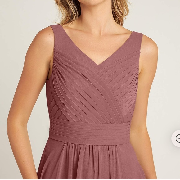 NWT Azazie Pierrette V-Neck Dress Desert Rose A4 - Picture 3 of 16